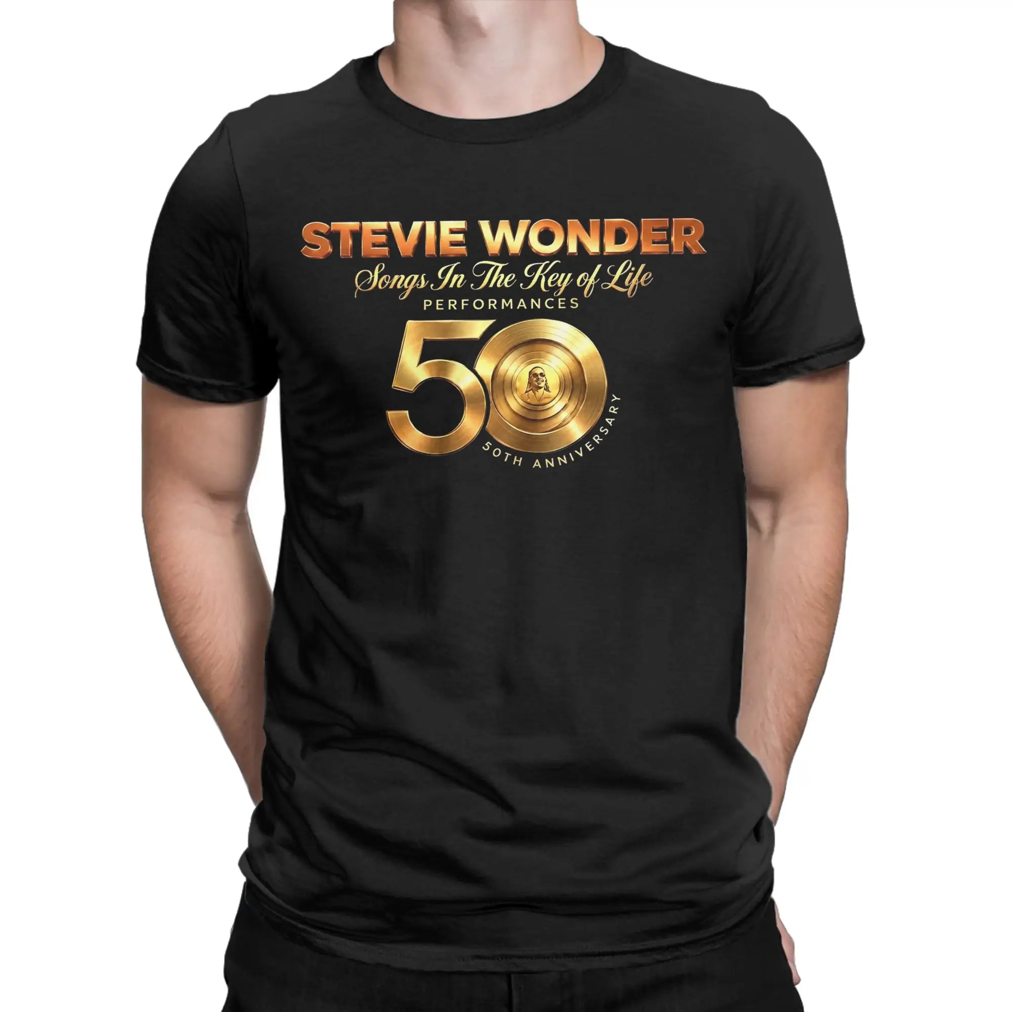 Stevie Wonder Songs in The Key of Life 50th Anniversary Tour  Apparel Unisex T Shirts Cotton Tee Graphic Printing  T-shirt
