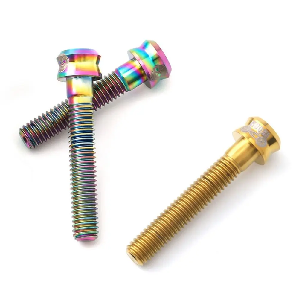 M6x30/35mm Bicycle Stem Top Cap Screw Titanium Alloy Colorful Bicycle Headset Top Cap Bolt Ultra-light Vacuum Plating