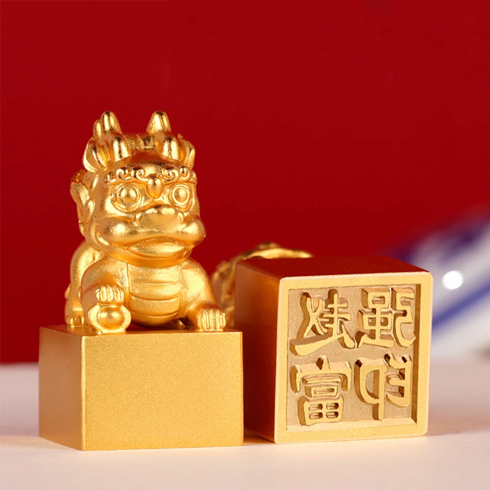 Hithere Brass Metal Seals Square Chinese English Name Stamps Dragon Carved  Calligraphy Painting Student Children Signature Seal