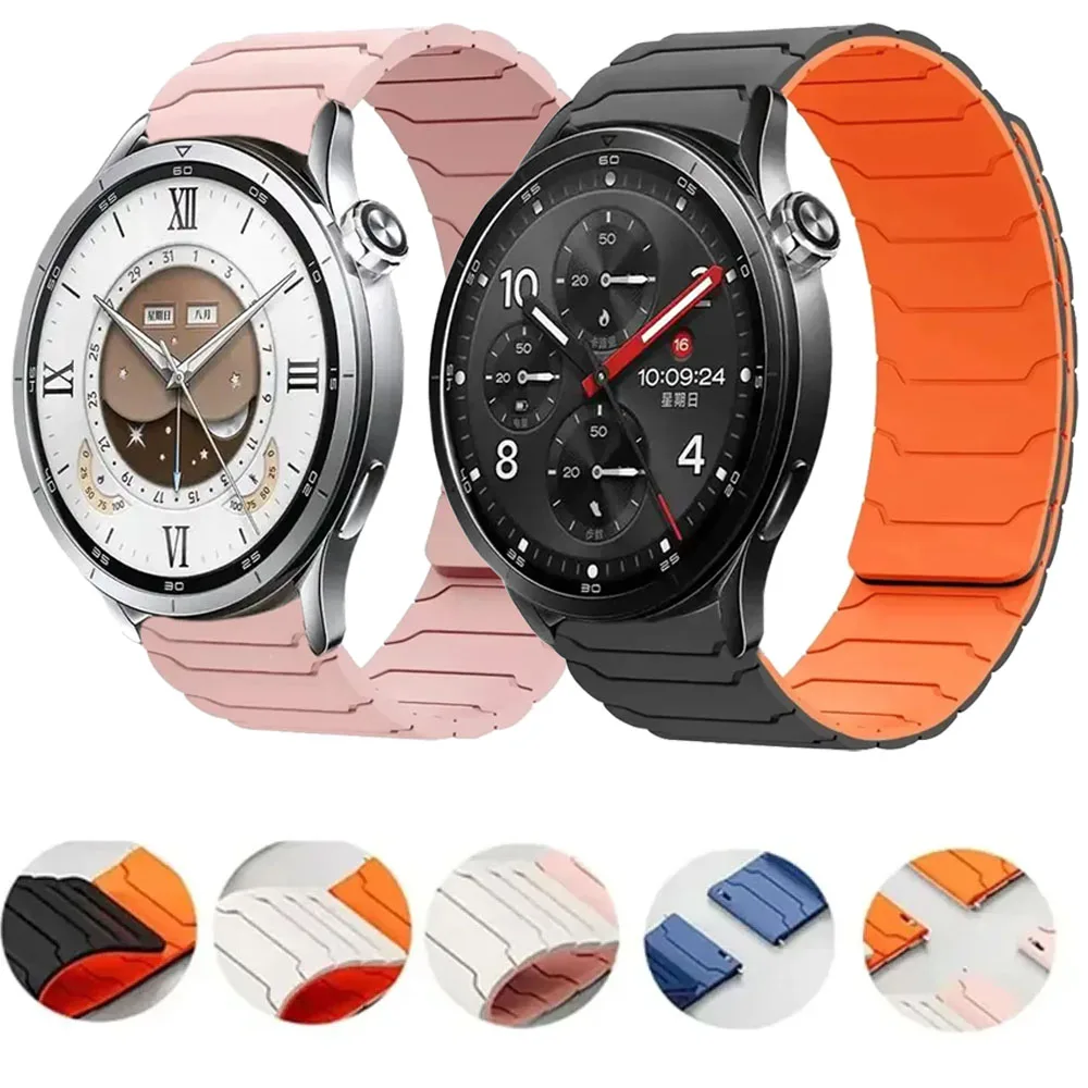 20/22mm magnetisches Silikonarmband für Xiaomi Watch 5/S5-4-3-2, atmungsaktives, verstellbares Armband für OPPO Watch S X3/2 Zubehör