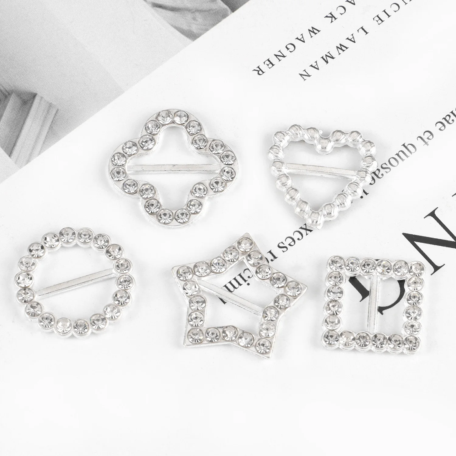 5/10pcs/Set Variety Rhinestone Buckles Wedding Invitation Card Decoration DIY Hair Accessories