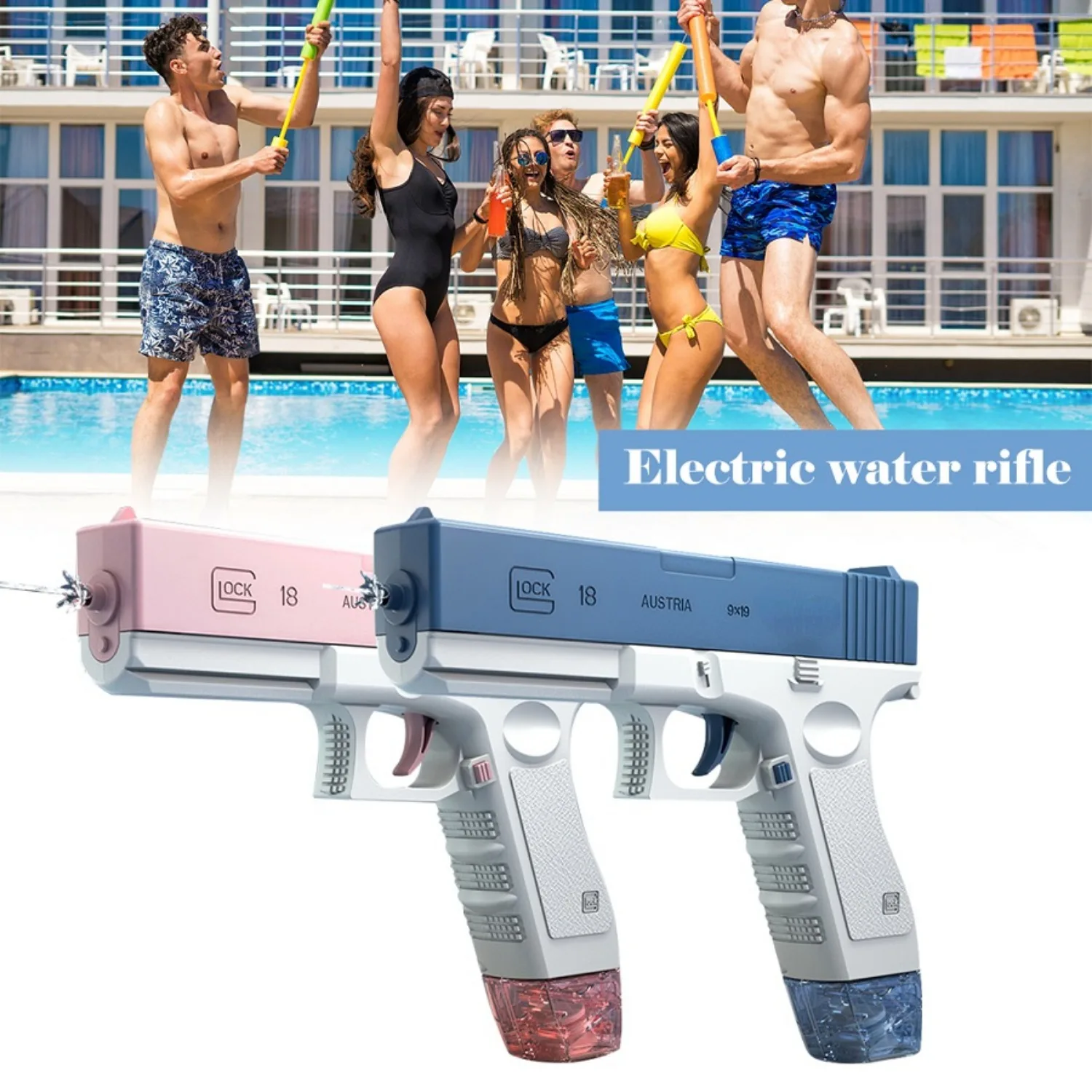 Juguete de pistola de agua Glock, pistola de pulverización de agua automática portátil, pistolas de agua de ráfaga eléctrica, juguetes de lucha al