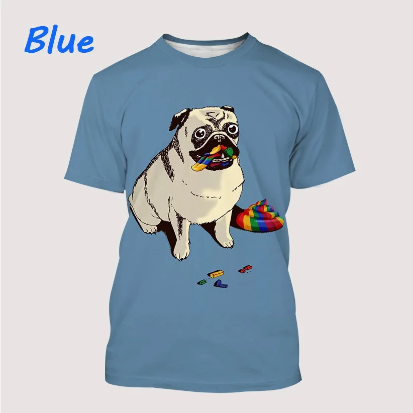 New Men\'s Cool T-Shirt Dog Pug 3D Printed Short-sleeved Shirt Fashionable Casual T Shirts Tops Animal T-Shirt XS~5XL