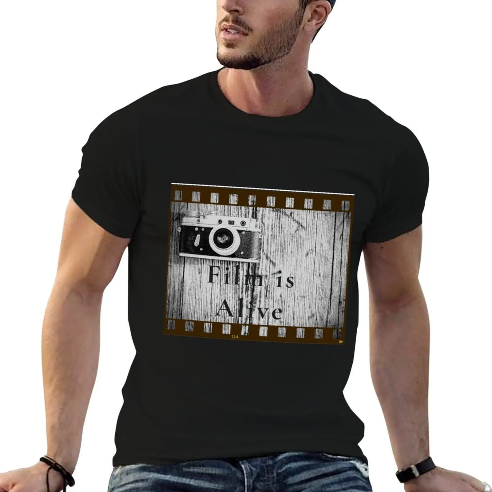 T-shirt Film is alive, t-shirts en coton 100%, t-shirt homme en coton de haute qualité, t-shirts pour hommes