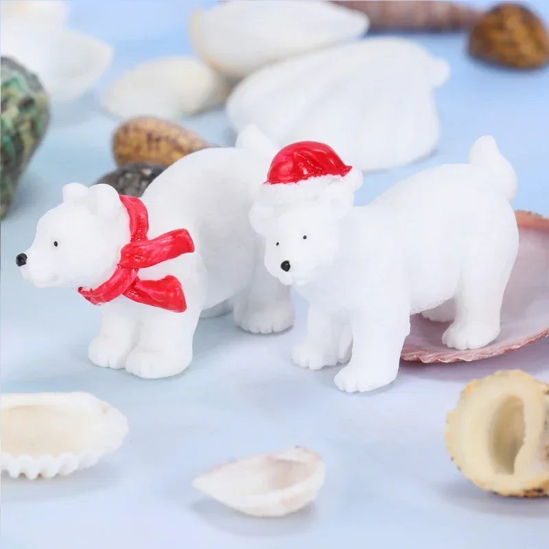 3 pezzi di ornamenti natalizi in miniatura di orso polare ornamenti micro-paesaggio decorazione natalizia per il desktop regalo di Natale