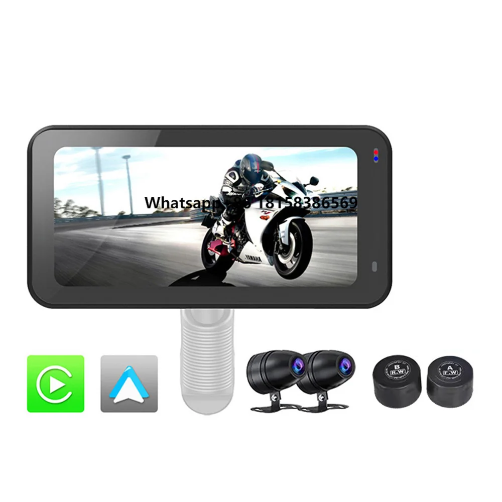 

Motorcycle Navigator Carplay SUNWAYI P625M-DT GPS Navigator Dual Lens Driving Recorder 1080P Portable Wireless Carplay With TPMS