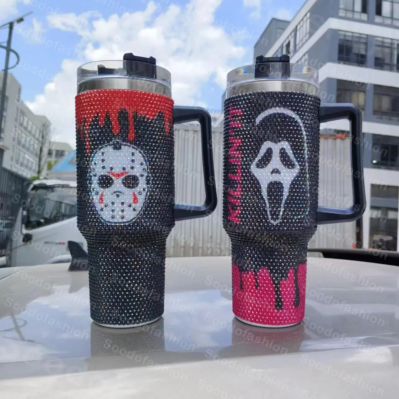 

Wholesale High Quality Customizable Christmas Cartoon Student Stainless Steel 40oz Handheld Vacuum Car Cup with Straw