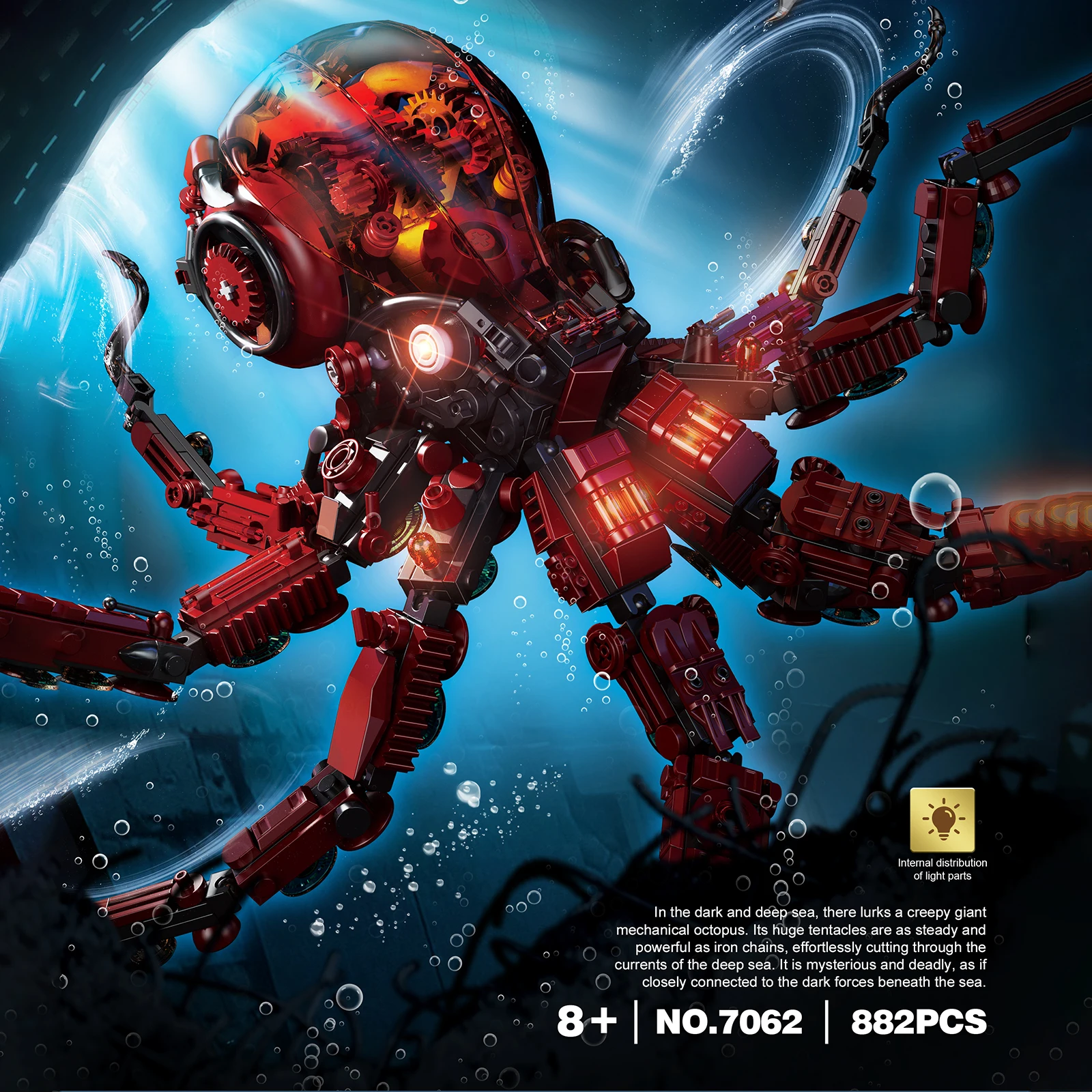 ชุดตัวต่อ STEM รุ่น 7062 Mechanical Octopus Collector's Model 882 ชิ้น สำหรับเด็ก เป็นของขวัญวันเกิด