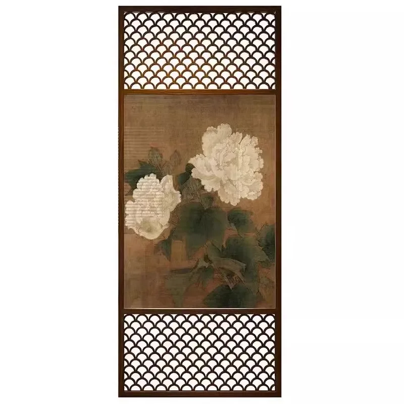 French medieval screen partition flower blooming rich peony entrance entrance living room hall bedroom dining room tea house cov