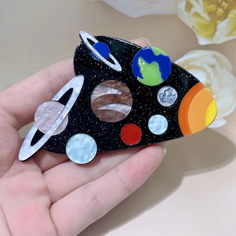 fashion creative planet acrylic brooch personalized badge pins