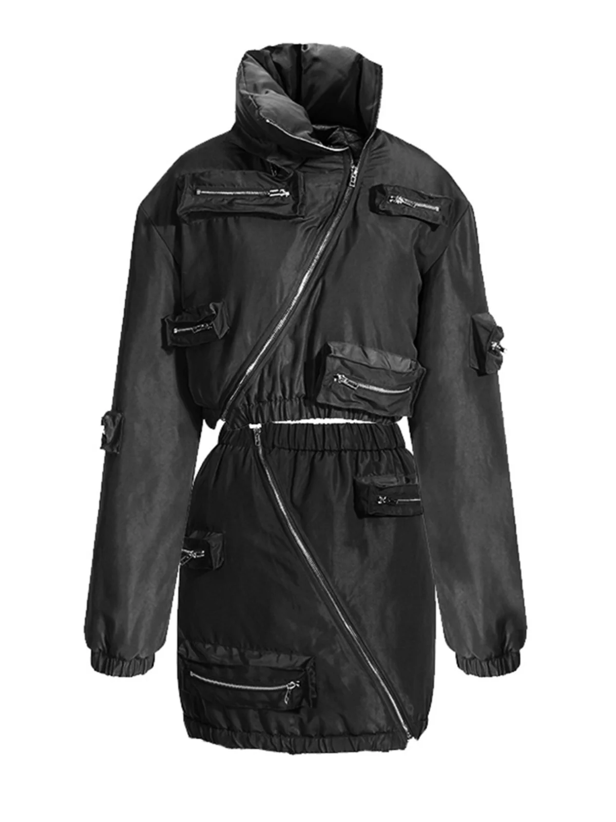 Design Sensation Small Audience Camouflage Short Workwear Cotton Jacket Half Skirt Two-Piece Set Women Winter Fashion