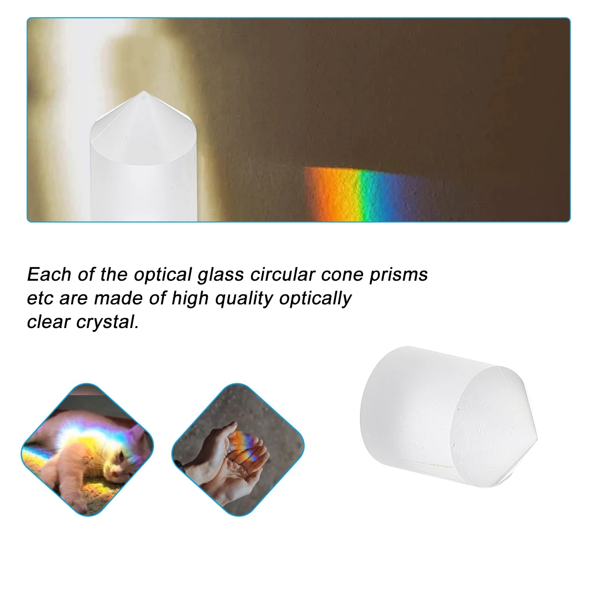 

Optical Crystal Conical Lens Sensor Prisms Set Teaching Photography Supplies Circular Physics Equipment