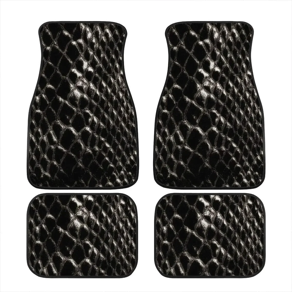 Black Snake Pattern 4 Piece Car Floor Mats Custom Fit All-Weather Covered Car Mat Carpet Floor Auto Mats