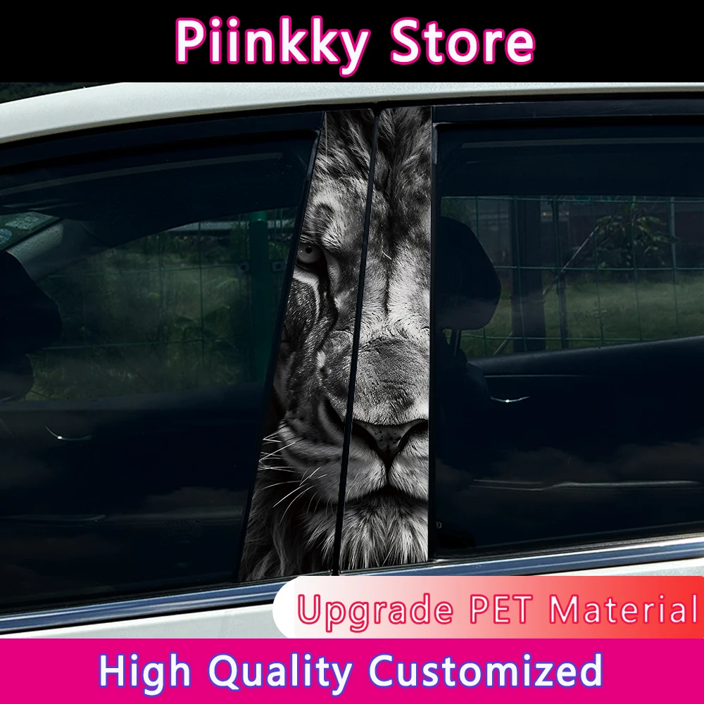 

1/2pcs Animal lion giraffe Car Center Pillar Sticker Auto B Pillar Protective Film Decoration Scratch Cover Sticker