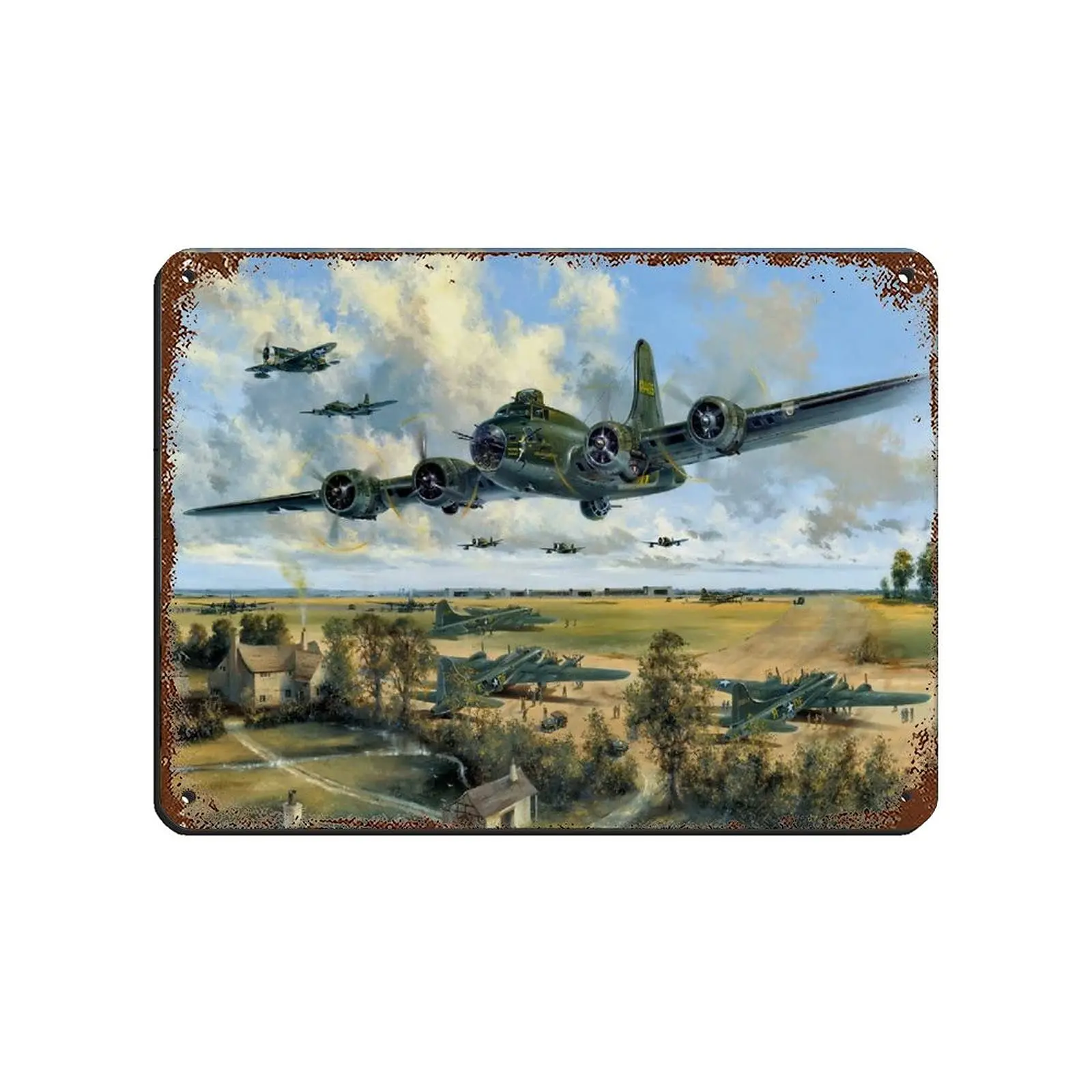 B-17 Flying Fortress P-47 Thunderbolt World War II Fighter Aircraft Rust Tin Sign Retro Poster Metal Tin Sign Chic Art Retr sign
