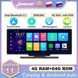 Jansite Android 13 4G+64G Mirror Video Player Wireless Carplay Android Auto GPS Navigation Car Monitor Multimedia Rear Camera