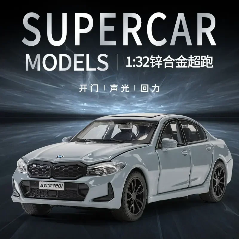 

1:32 BMW 320I Supercar High Simulation Diecast Metal Alloy Model car Sound Light Pull Back Collection Kids Toy Gifts F597