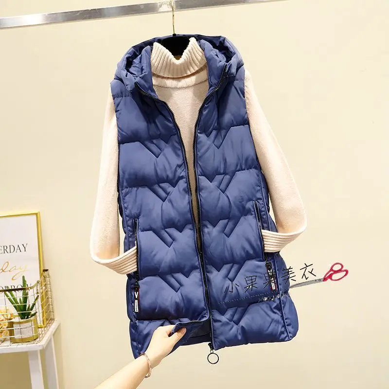 2025 신상 가을 겨울 여성 패션 캐주얼 따뜻한 조끼 아우터 후드 캐주얼 베스트 여성 조끼 재킷