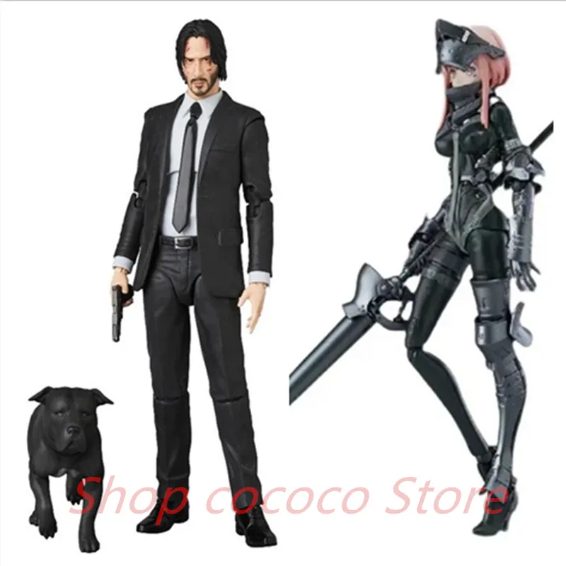 Figma-john wick with dogs,アニメーション,収集可能なおもちゃモデル,PVC, #491,funslander,lanze,reiter mafex 085