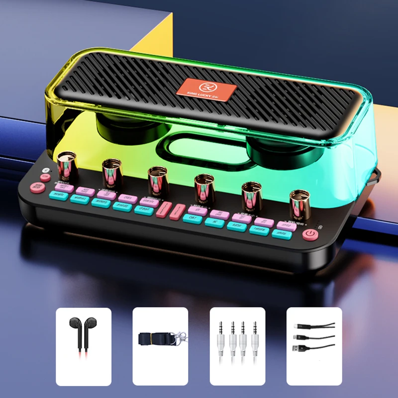 

KINGLUCKY c18 sound card integrated live broadcast equipment mobile phone indoor and outdoor Bluetooth recording karaoke speake
