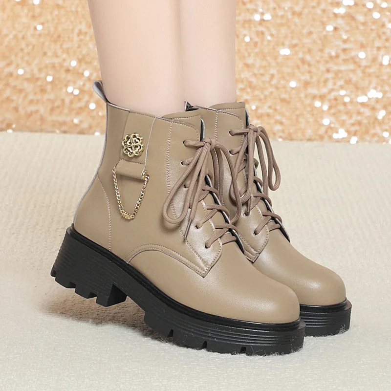 Damskie zimowe buty ocieplane polarem, średni obcas, duże botki bawełniane, gumowa podeszwa, ciepłe oksfordki dla kobiet.