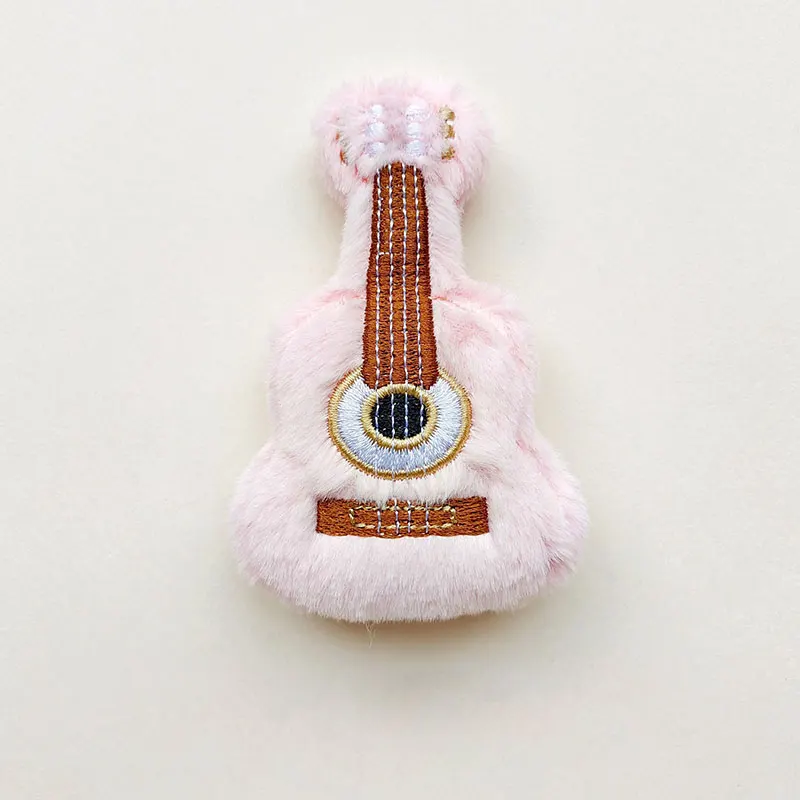 4 Stück Cartoon-Plüsch-Applikationen in Gitarrenform für DIY-Haarspangen, Kleidung, Schuhe, Socken-Zubehör, Patches – Detail 4