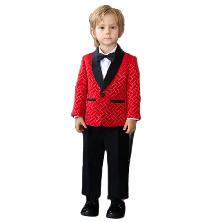 

Children Formal Jacket Pants Bowtie 3PCS Photograph Suit Kids 1Year Birthday Party Dress Boys Wedding Performance Piano Host Set