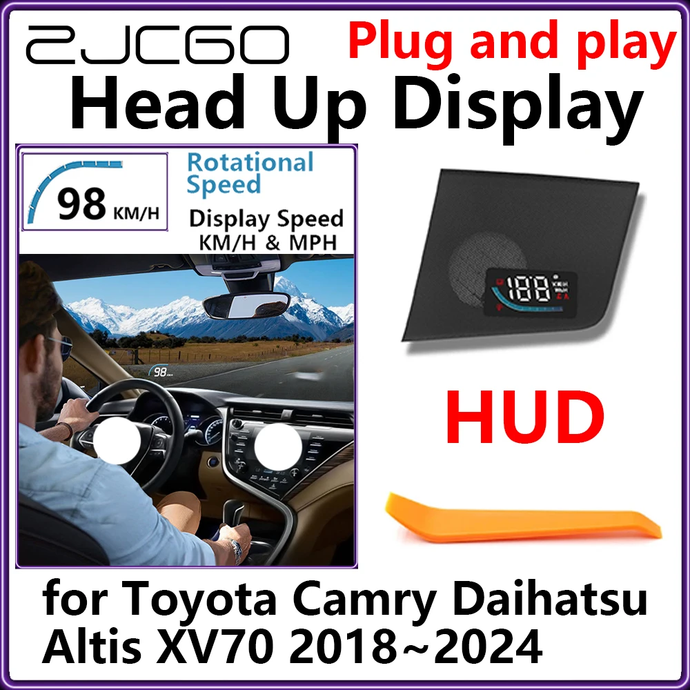 Hidden HUD Head Up Display Car Projector Plug and Play Display Rotational Speed for Toyota Camry Daihatsu Altis XV70 2018~2024