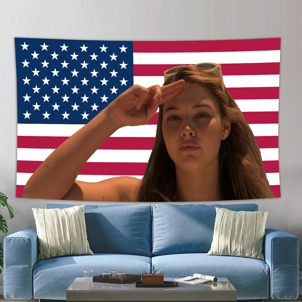 90X150CM Sarah Cameron American Flag Wall Hanging Tapestry Room Decor Double penetration for Decor Outer Banks Season Poster