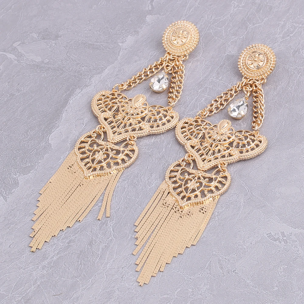 New Geogous Earrings Long Chian Alloy Gems Dangle Earrings For Women Fashion Jewelry Party Show Statement Earrings Accessories