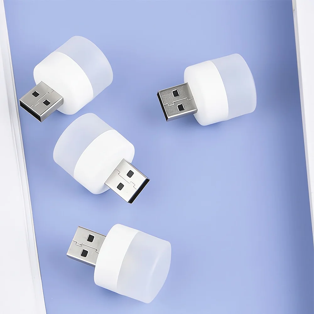 مصباح قابس USB مستدير LED ، شحن طاقة محمول للكمبيوتر ، حماية كتب صغيرة ، ضوء ليلي للقراءة ، إضاءة هدية عيد ميلاد