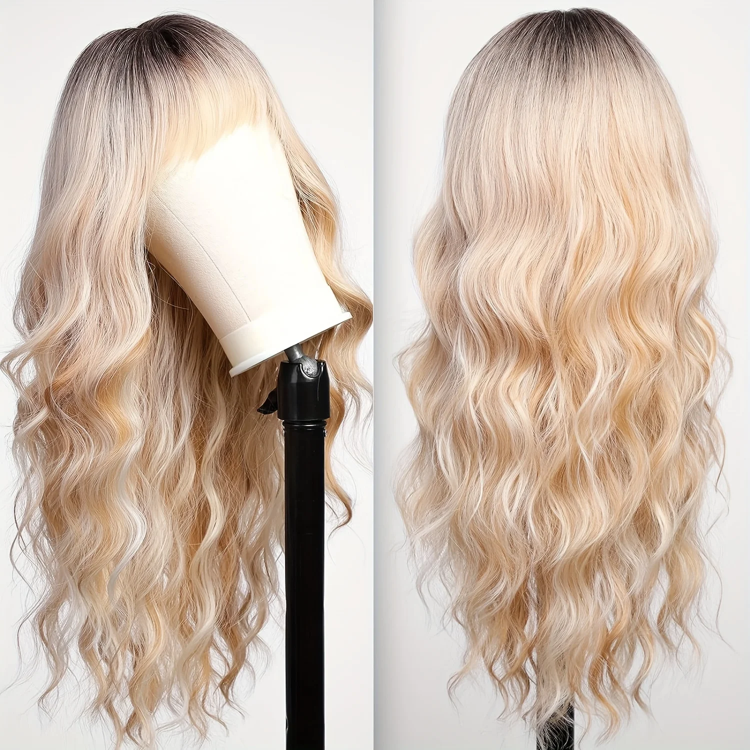 Ombre dyed synthetic long curly hair with rose net cap for breathability