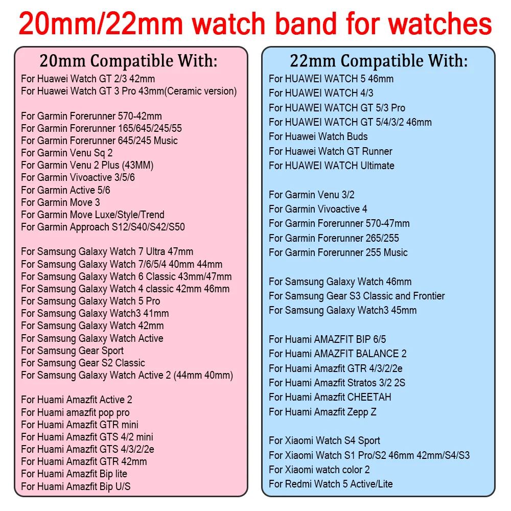 Cinturino sportivo in silicone da 20mm 22mm per Samsung Galaxy Watch 4/6 Classic 7 6 5 4 44mm 40mm 5pro Sostituisci il braccialetto per HUAWEI WATCH5 4