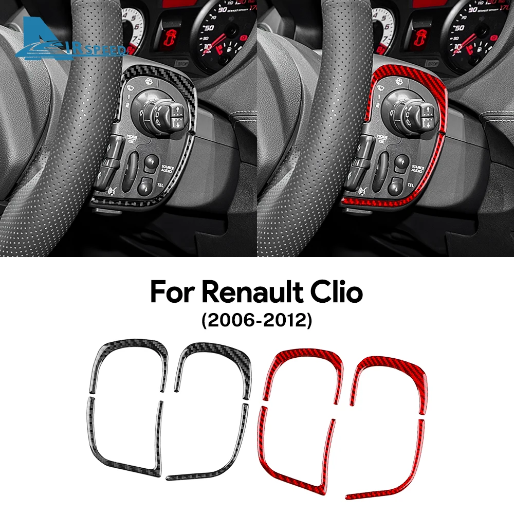 

Настоящая мягкая наклейка из углеродного волокна для Renault Clio 3 2006 2007 2008 2009 2010 2011 2012, внутренняя рамка кнопки рулевого колеса автомобиля