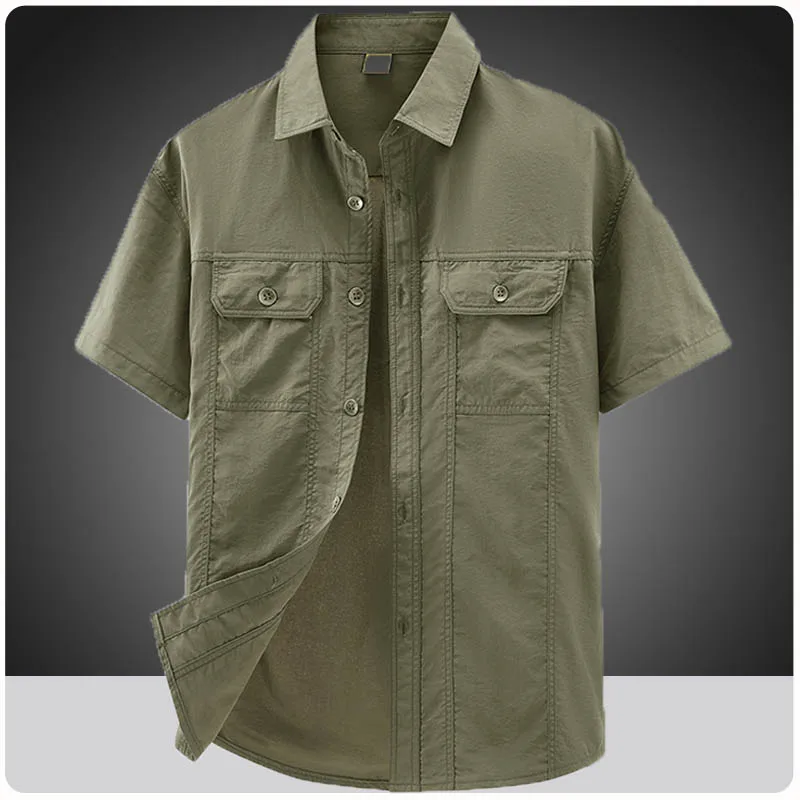 

Men's Breathable Hiking Shirts Summer Short Sleeve Casual Cargo Fishing Shirt Men Button Down Tactical Golf Polo Shirts Clothing