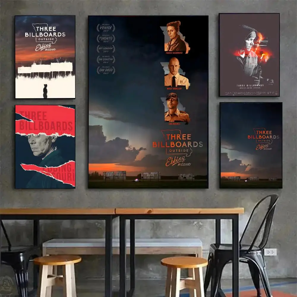 Movie Crime Three Billboards Outside Ebbing, Missouri Poster Painting Wall Art Mural for Living Room Home Decor and Gifts