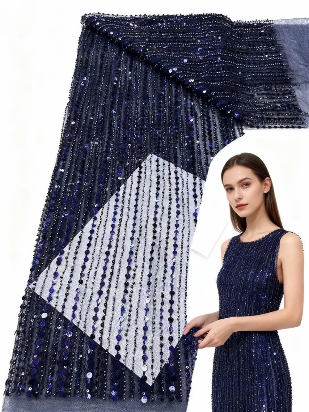 

Luxury 2025 High Quality Pink African French Beaded Lace Fabric Sewing Sequins Embroidery Nigerian Lace Fabric For Women Wedding