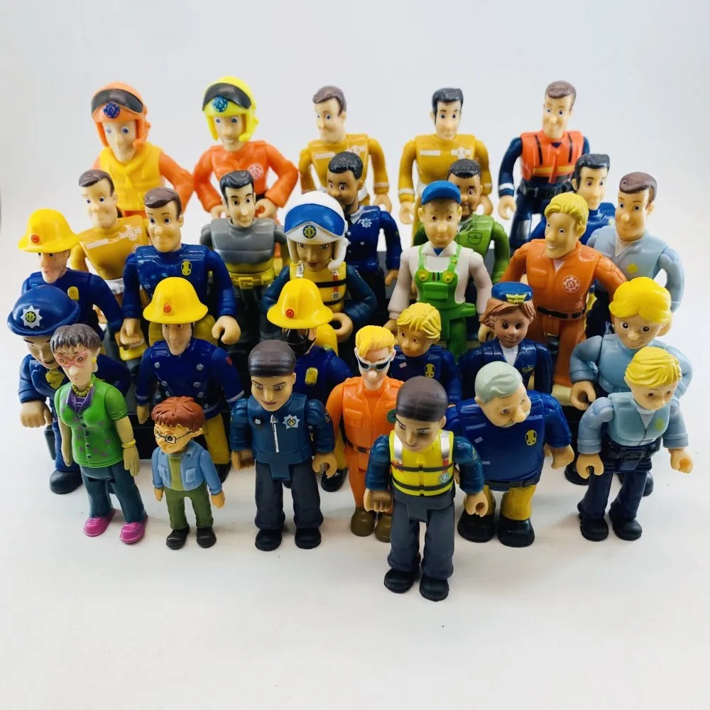 5-15pcs Fireman Sam Firewoman Characters Collection Model Figure Toys Cartoon Joint Movable Action Figuras for Children Gift