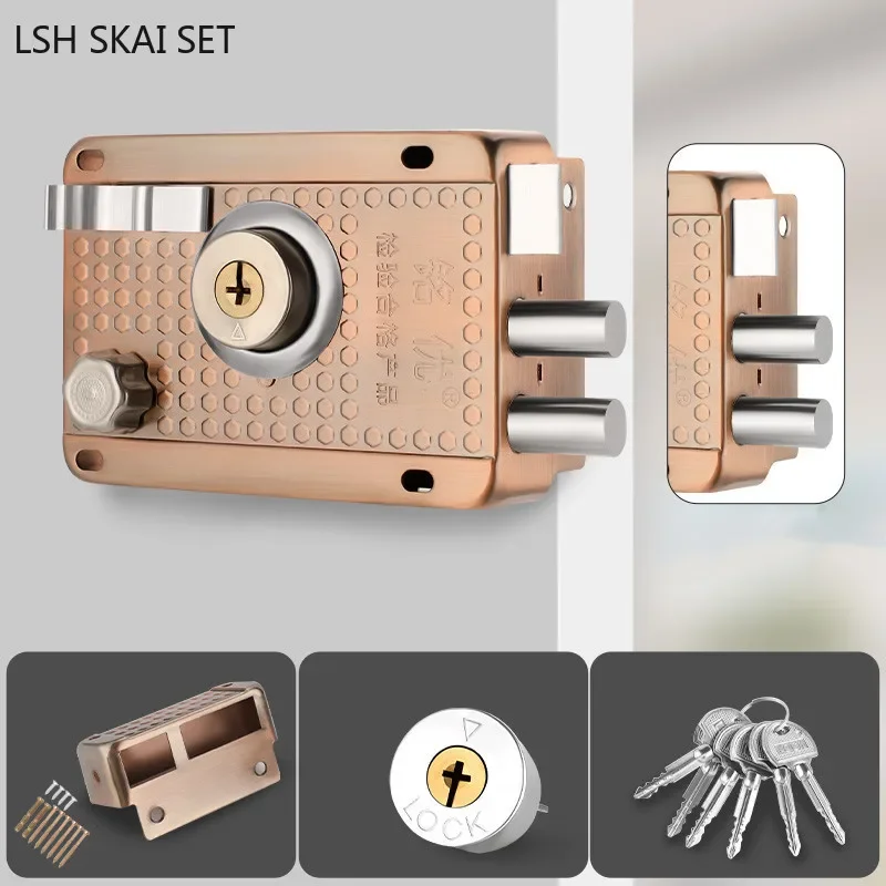 

Exterior Door Lock Stainless Steel Old-fashioned Anti-theft Door Locks Bedroom Dormitory Door Multiple Insurance Security Lock