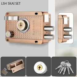 Exterior Door Lock Stainless Steel Old-fashioned Anti-theft Door Locks Bedroom Dormitory Door Multiple Insurance Security Lock