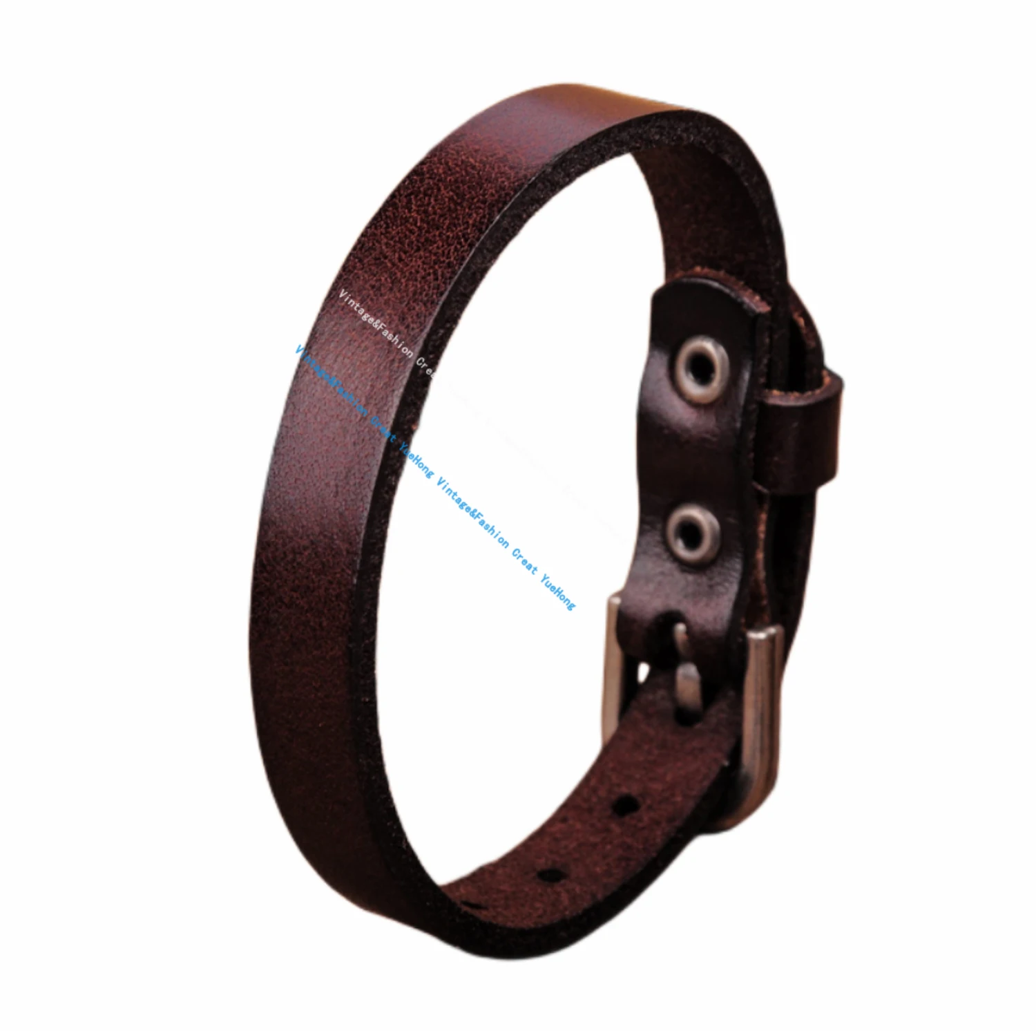 G458 Dark Brown Simply Cool Single Wrap Genuine Leather Bracelet Buckle Cuff Men\'s