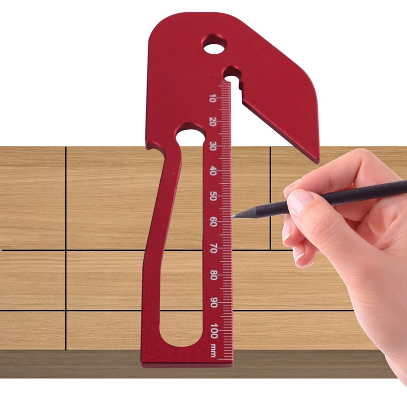 1 Piece Woodworking Square-Aluminum Alloy Center Scribe Precision Carpenter Ruler Center Finder