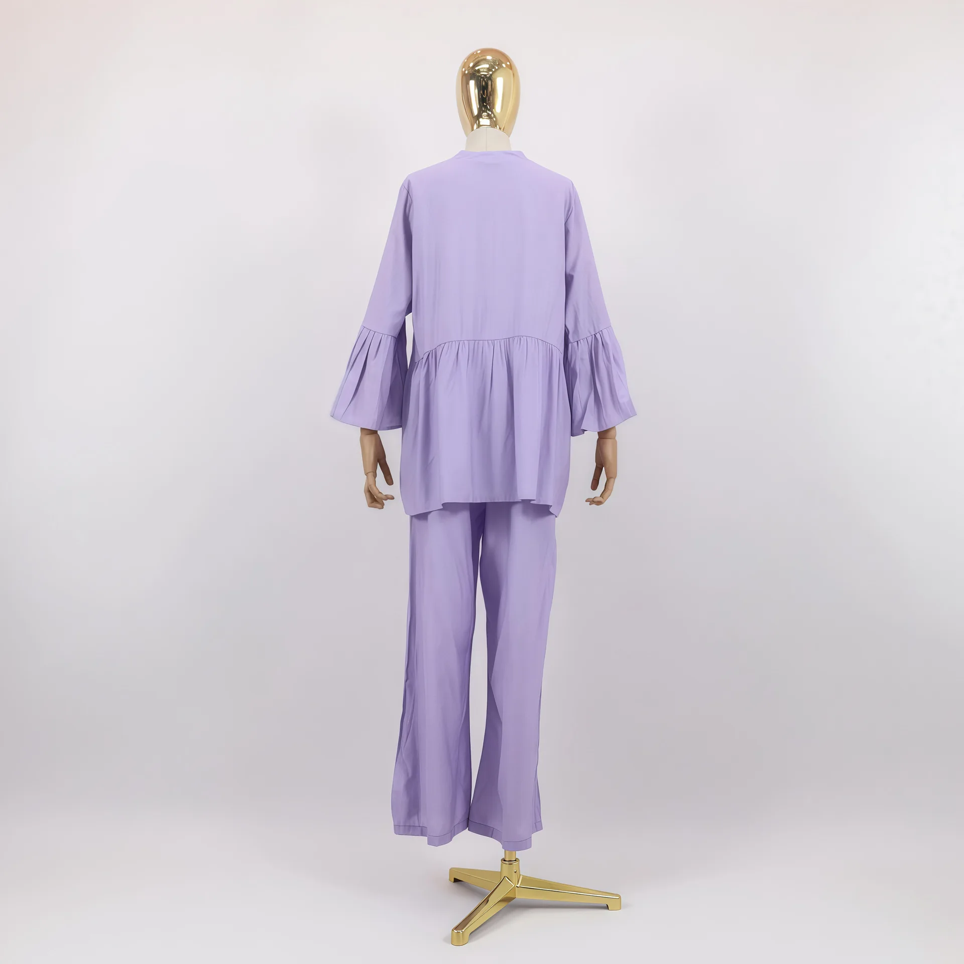 

2 Piece Dubai Muslim Women Clothing Elegant Middle East Modest Top and Pants Sets 2025 Islamic Turkish Clothes Solid Outfits New