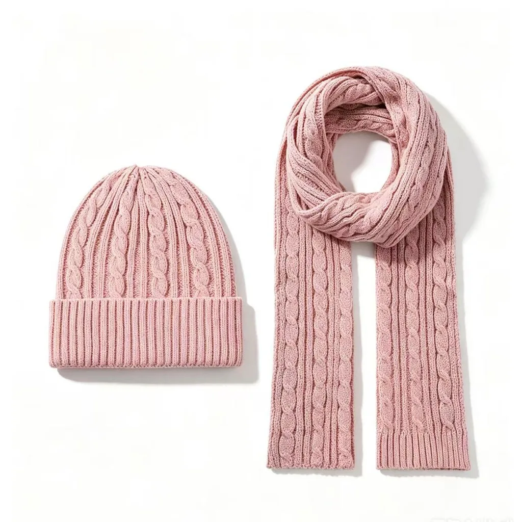 Neck Scarf Soft Cable Knit Hat Winter Accessories Foldable Beanie And Scarf Set For Dates Cold Season Gift Outdoor Travel