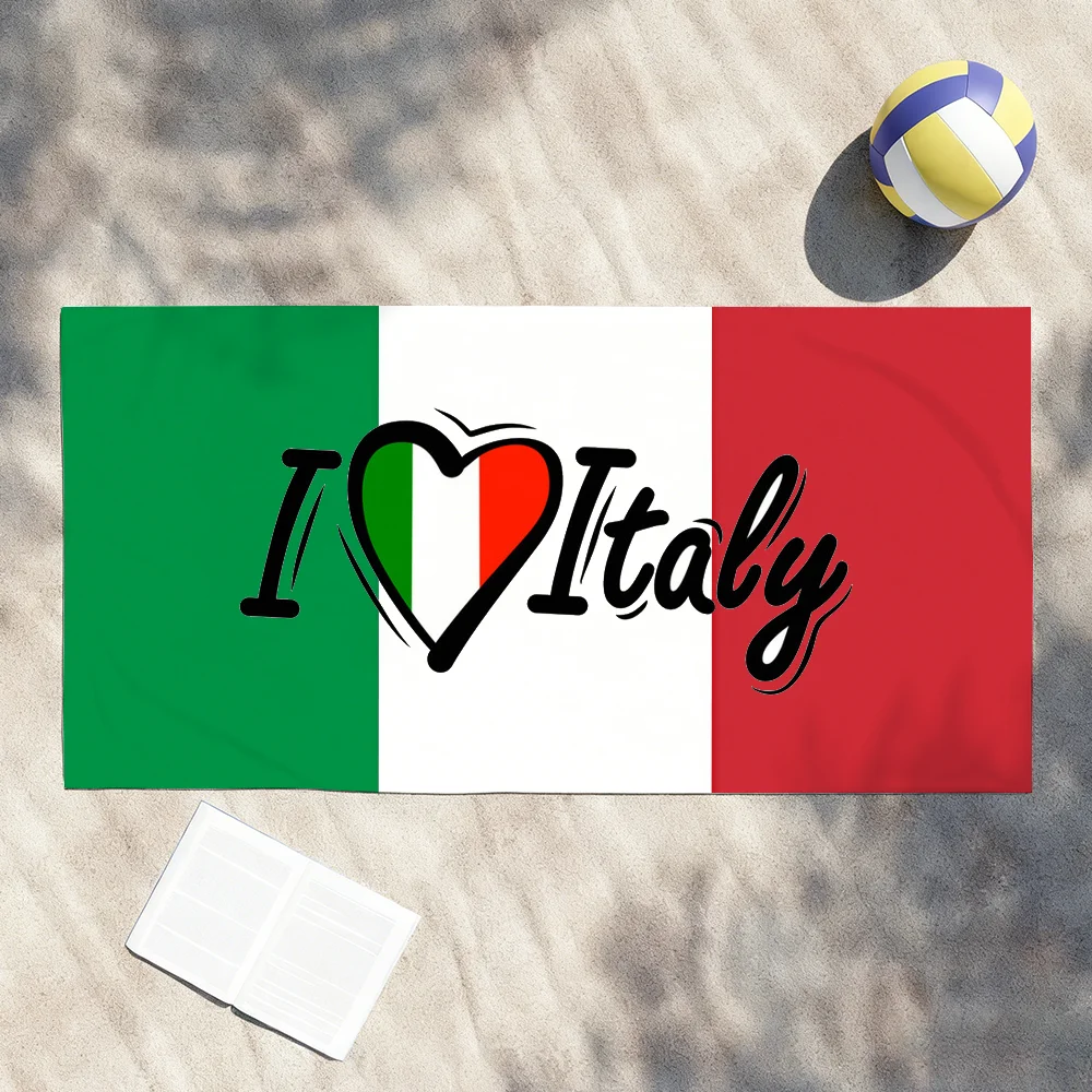 Customize Flag of Italy Towel Soft Lightweight Anti-Sand Large Beach Towel Quick-Drying Bath Sports Family