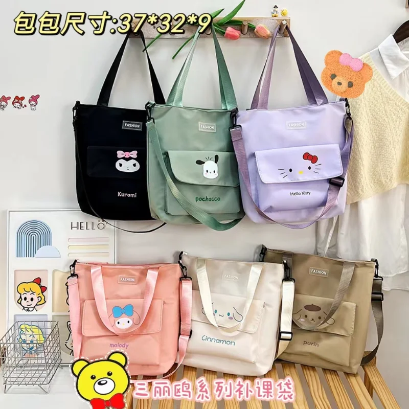 Sanrio Olá Kitty Messenger Bag, leve e de grande capacidade, proteção contra a espinha, saco de ombro único cão Pacha, fofo, novo