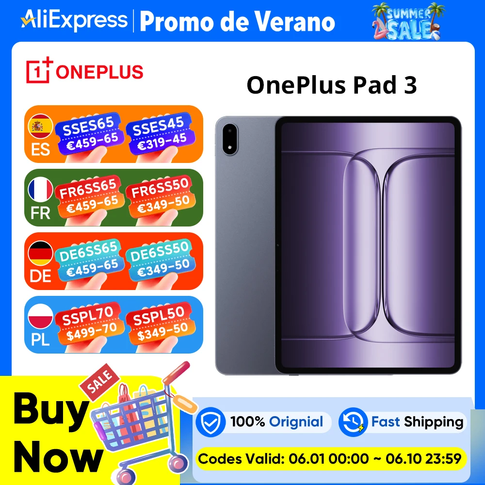 Global Version OnePlus Pad 3 Snapdragon 8 Elite 13.2inches 144Hz Screen 12140mAh Battery 13MP Rear Camera 8 Speakers 80W Charge