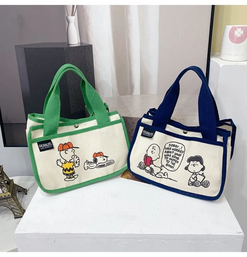 Large Capacity Cute Cartoon Snoopy Canvas Bag 2023 New Fashion Outgoing Handheld Shopping Bag for Mommy One Shoulder Tote Bag