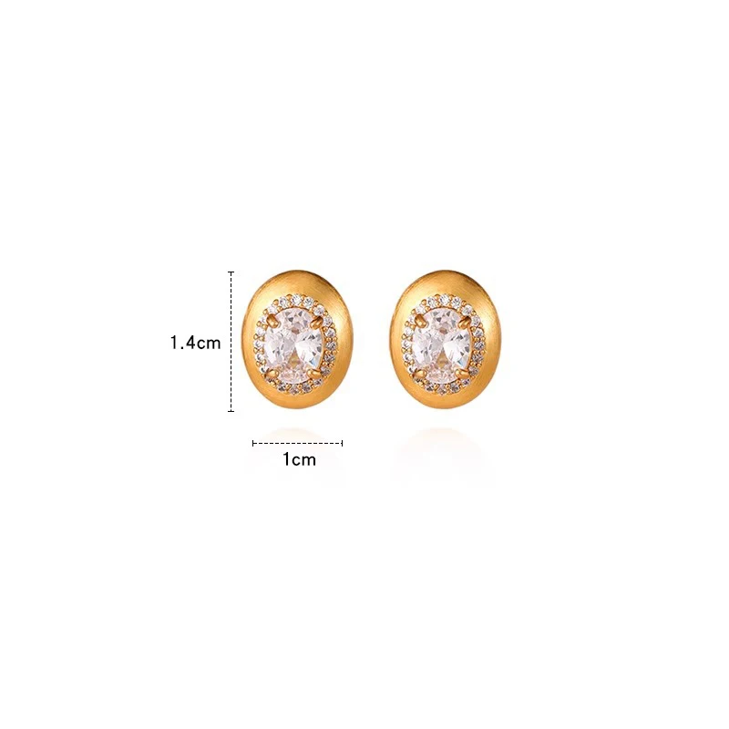 Foxanry Sparkling Zircon Scrub Stud Earrings For Women Girls Vintage Elegant Trendy Simple Exquisite Wedding Bride Jewelry Gifts