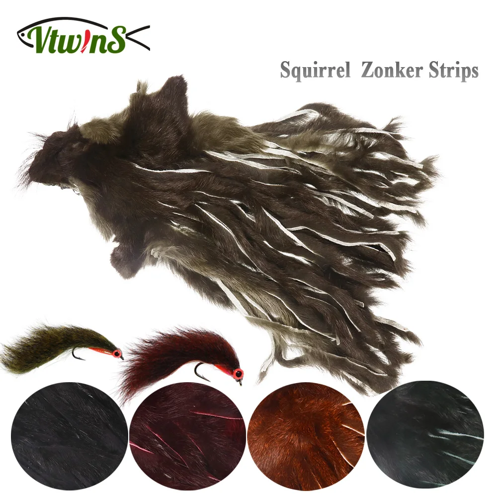 Vtwins Fly Tying Fur Pine Squirrel Zonker Strip Natural Thick Hair Leeches Streamer Nymphs Flies Fly Fishing Tying Materials